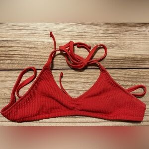 Aerie Red Ribbed Bralette with Adjustable Straps